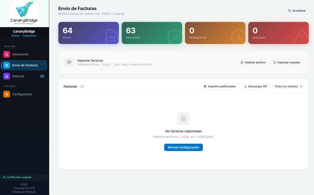 CanaryBridge — envío de facturas electrónicas a PeFAC